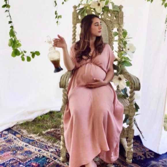 HATCH Plage Lina Neema Caftan Maxi Dress in Mauve Pink - Picture 4 of 11